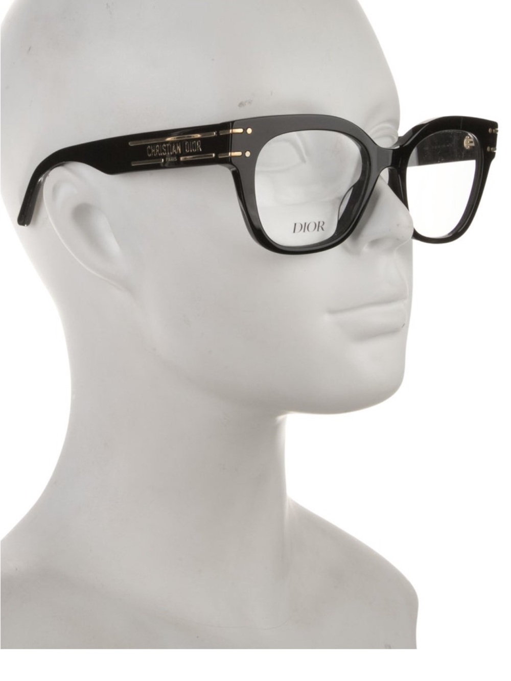 Dior Black Cat-Eye Optical Glasses with Gold Accents
